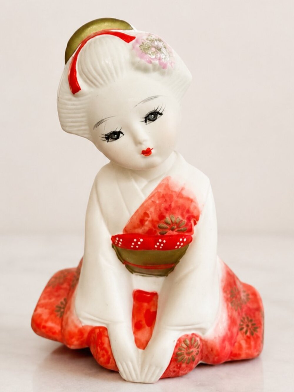 Japanese HAKATA GEISHA NINGYO Doll Bisque Porcelain Hand Painted Girl Figurine